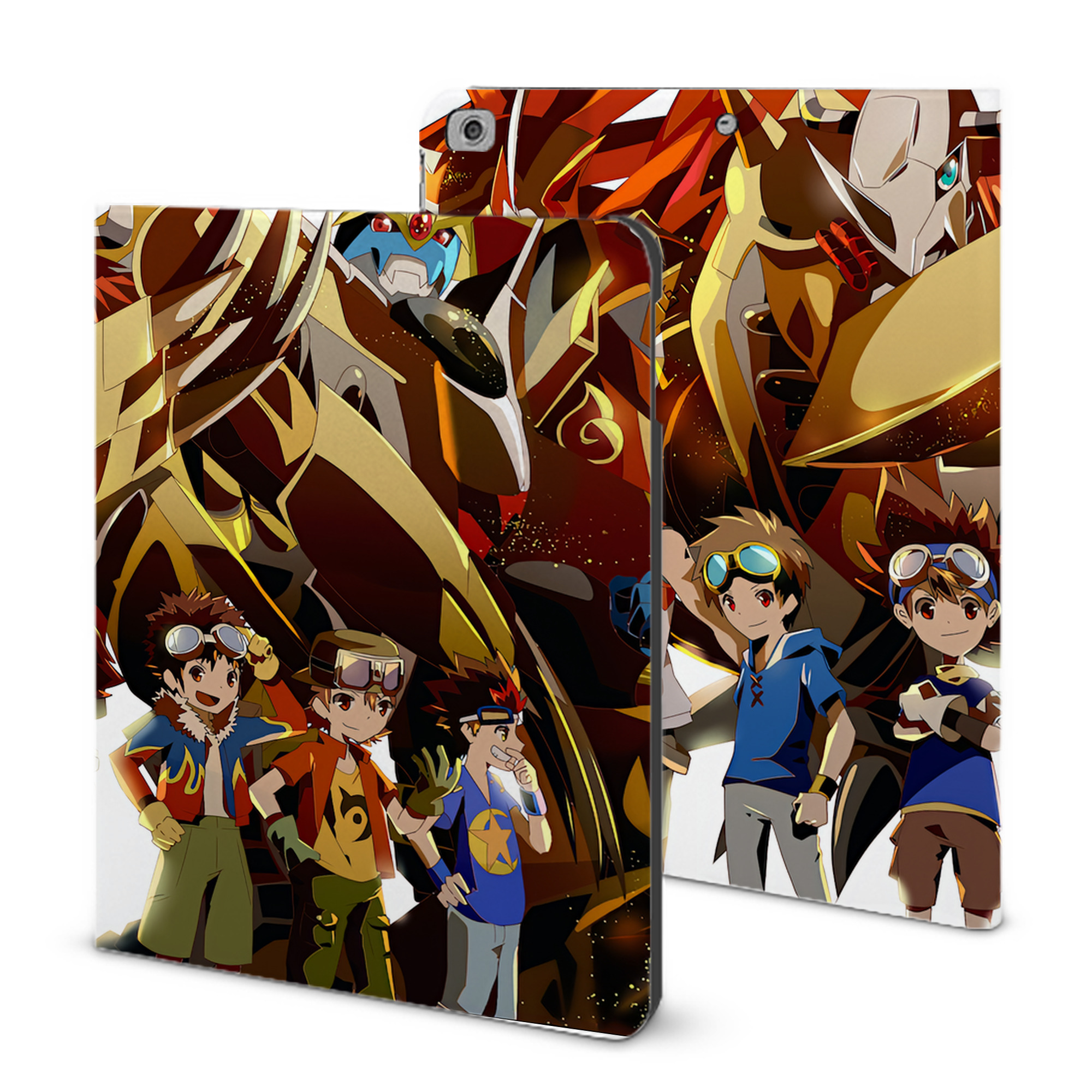 （画像用） Digimon デジタルモンスター/デジモン IPad ケース ブック型 PUレザー TPU 耐衝撃 軽量 薄型 ペン収納なし 全面保護 IPad 各モデル対応